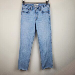 Abercrombie & Fitch The Straight Mid Rise Jeans Raw Hems sz 27/4 short